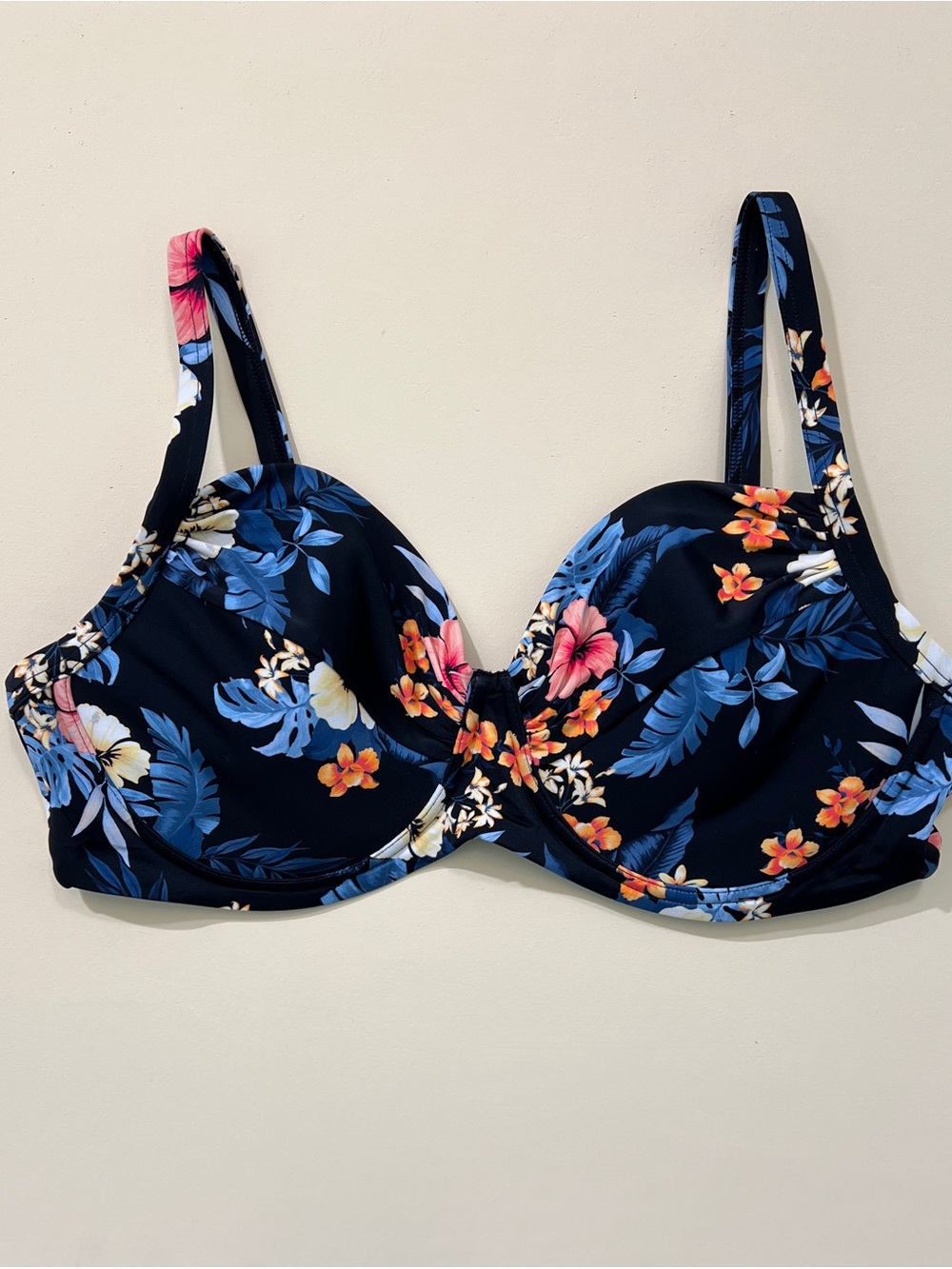 Lands’ End Floral Underwire Bikini Swim Top Size 16 Summer NWT